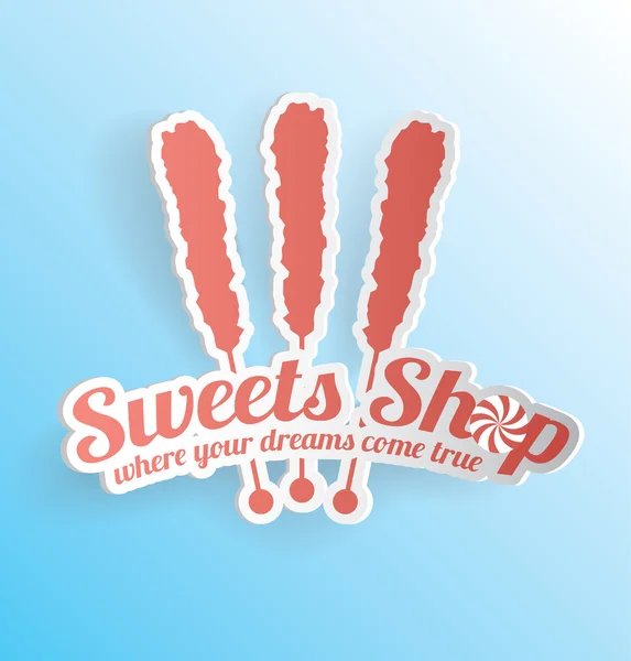 Etiqueta de la tienda de dulces vectoriales en 3D Ilustración de stock