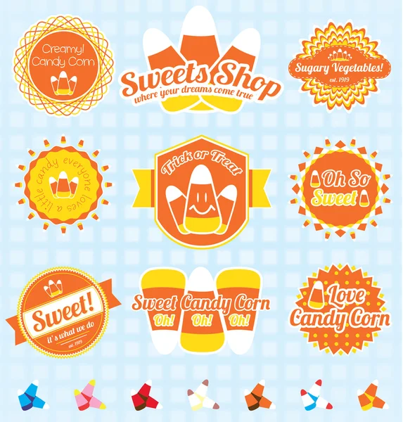 Conjunto de vectores: Etiquetas e iconos de maíz de caramelo Vectores de stock libres de derechos
