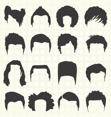 Vector Set: Men's Hairstyle Silhouettes clipart
