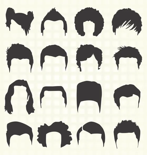 Vector Set: Men's Hairstyle Silhouettes — Stock Vector