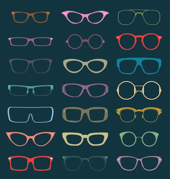 Conjunto de vectores: Siluetas de gafas retro Gráficos Vectoriales