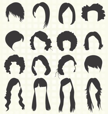 Vector Set: Woman's Hairstyle Silhouettes clipart