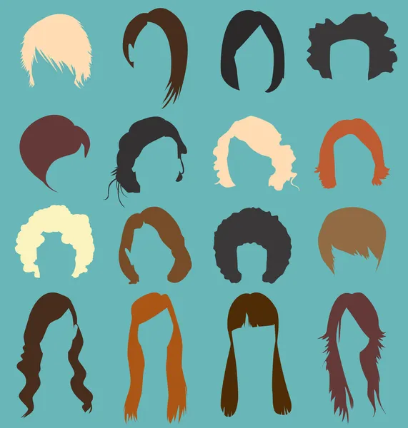 Vector Set: Woman's Hairstyle Silhouettes — Stock Vector