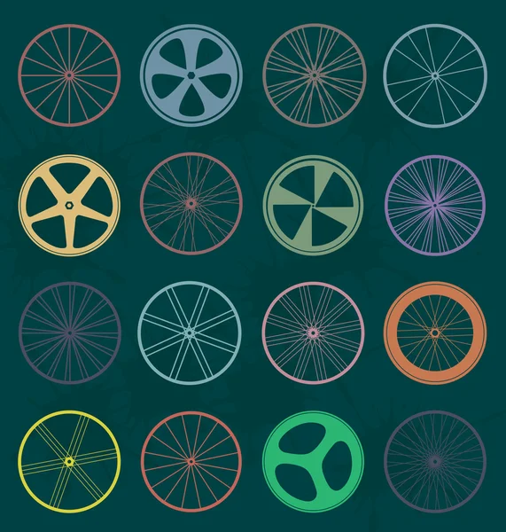 복고풍 자전거 바퀴 실루엣 벡터 설정: 스톡 일러스트레이션