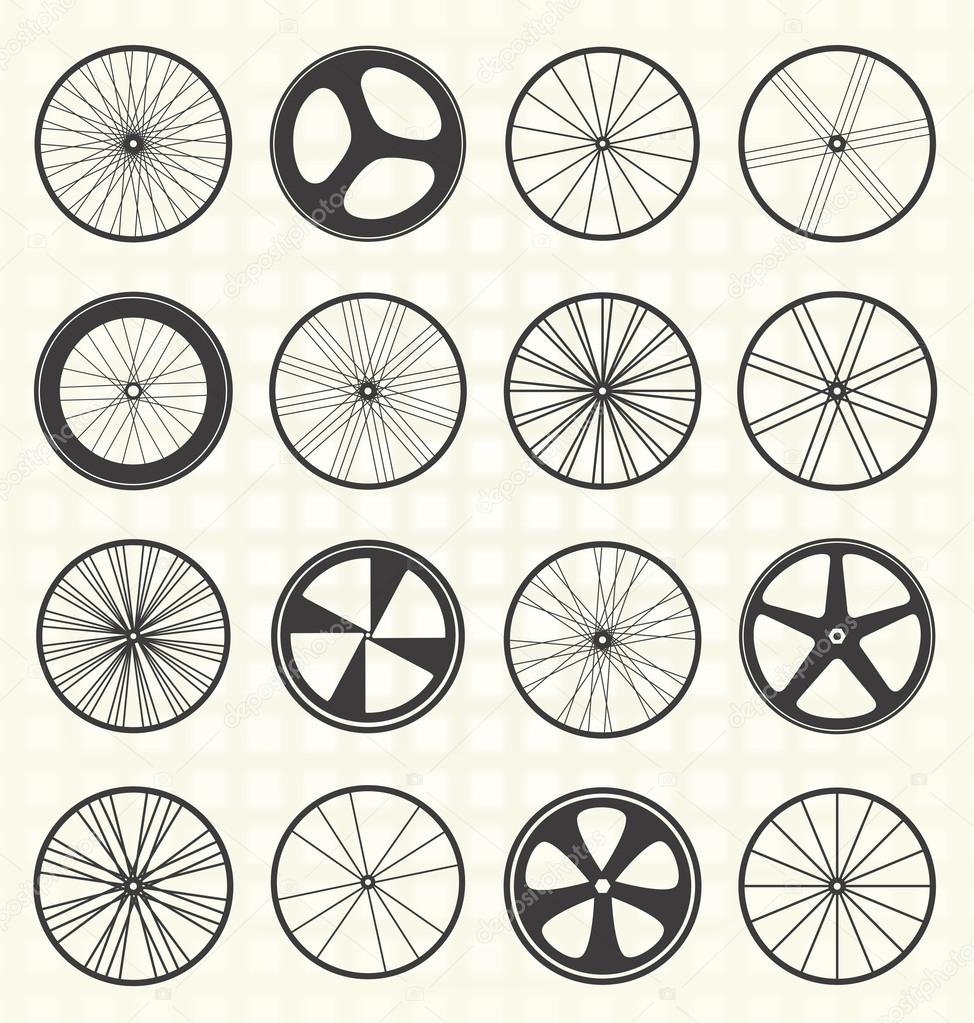 Vector Set: Bike Wheel Silhouettes