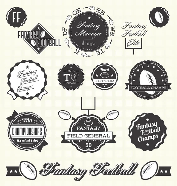 Vector instellen: Retro Fantasy Football League kampioen Labels — Stockvector