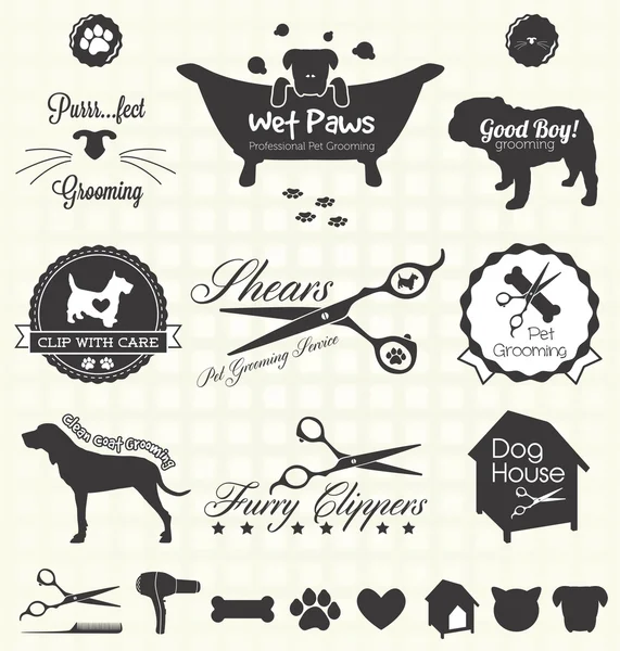 Conjunto de vectores: etiquetas de aseo para mascotas Vectores De Stock Sin Royalties Gratis