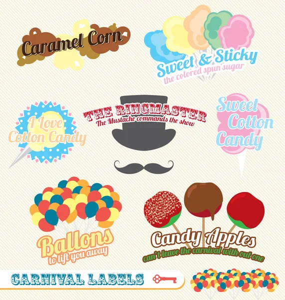 Conjunto de Vetores: Etiquetas de Carnaval e Ícones — Vetor de Stock