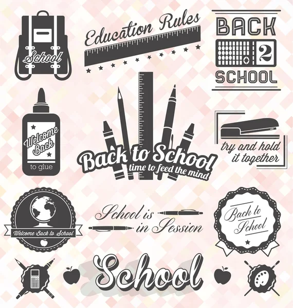 Vector set: terug naar school labels en pictogrammen — Stockvector