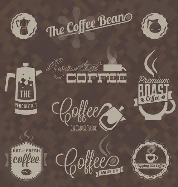 Vector instellen: Retro Coffee Shop Labels en symbolen — Stockvector