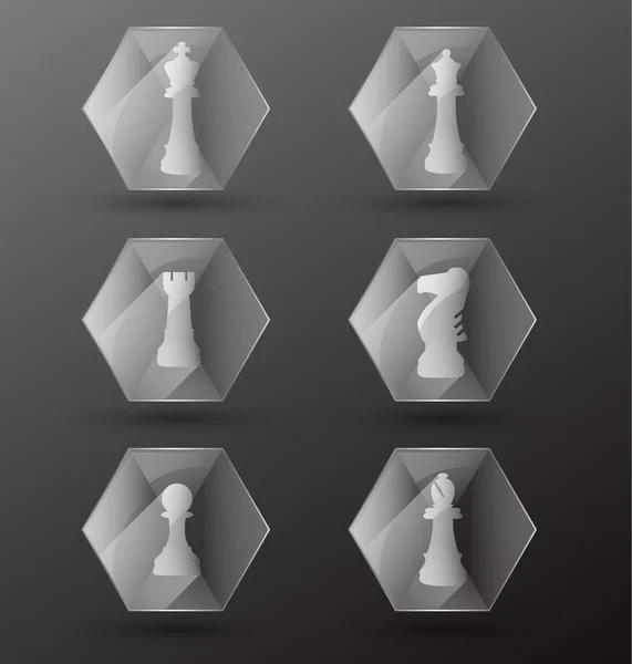 Vector Set: Glass Chess Piece Icons — Stock Vector