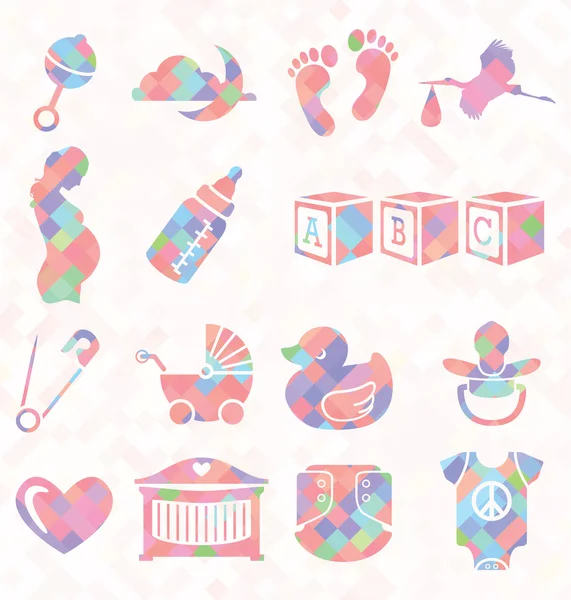 Vector set: quilt patroon baby pictogrammen — Stockvector