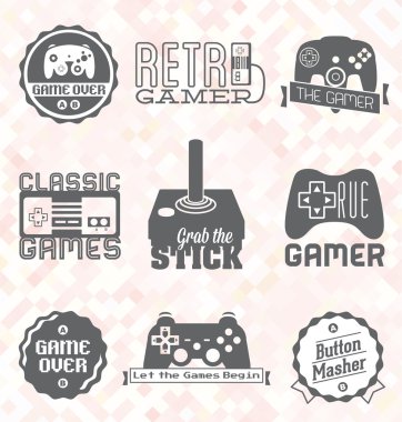se vektör: retro video oyunu etiketleri