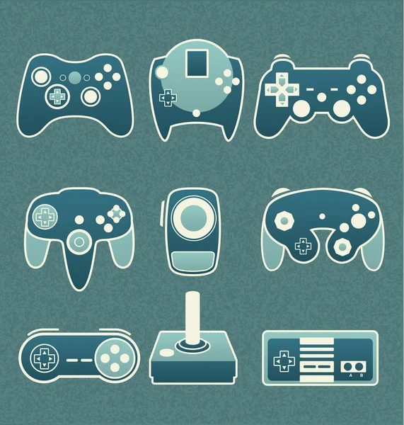 Ensemble vectoriel : télécommandes de jeu vidéo rétro — Image vectorielle
