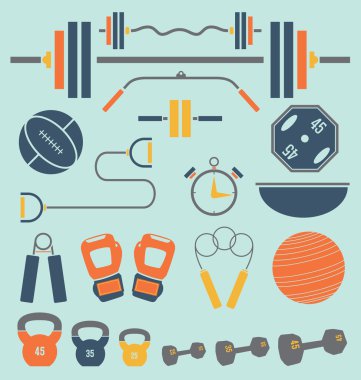 Vector Set: Weight Lifting and Workout Icons and Symbols clipart