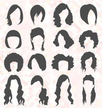 Vector Set: Woman's Hair Style Silhouettes clipart