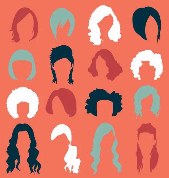 Vector Set: Woman 's Hair Style Silhouette — стоковый вектор