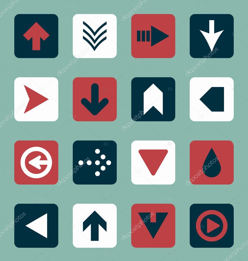 Vector Set: Flat Arrow Icons With Shadows