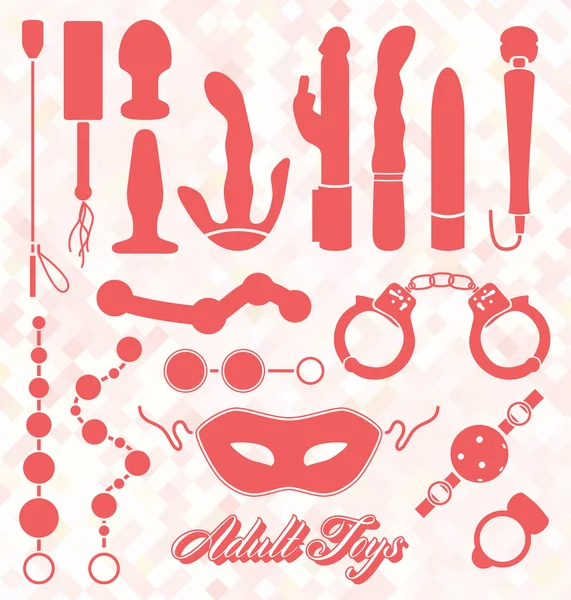 Vektorové Set: Dospělý Sex hračky siluety — Stockový vektor
