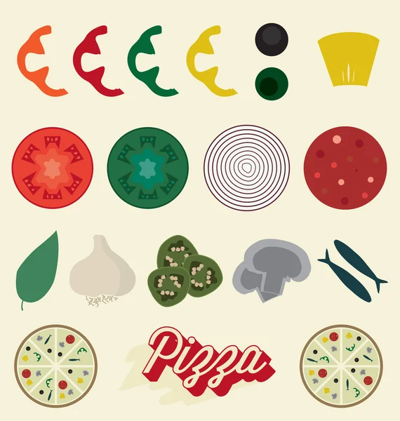 Vector Set: Pizza Toppings Collection — Stock Illustration Vector Set: Pizza Toppings Collection Royalty Free Stock Vectors