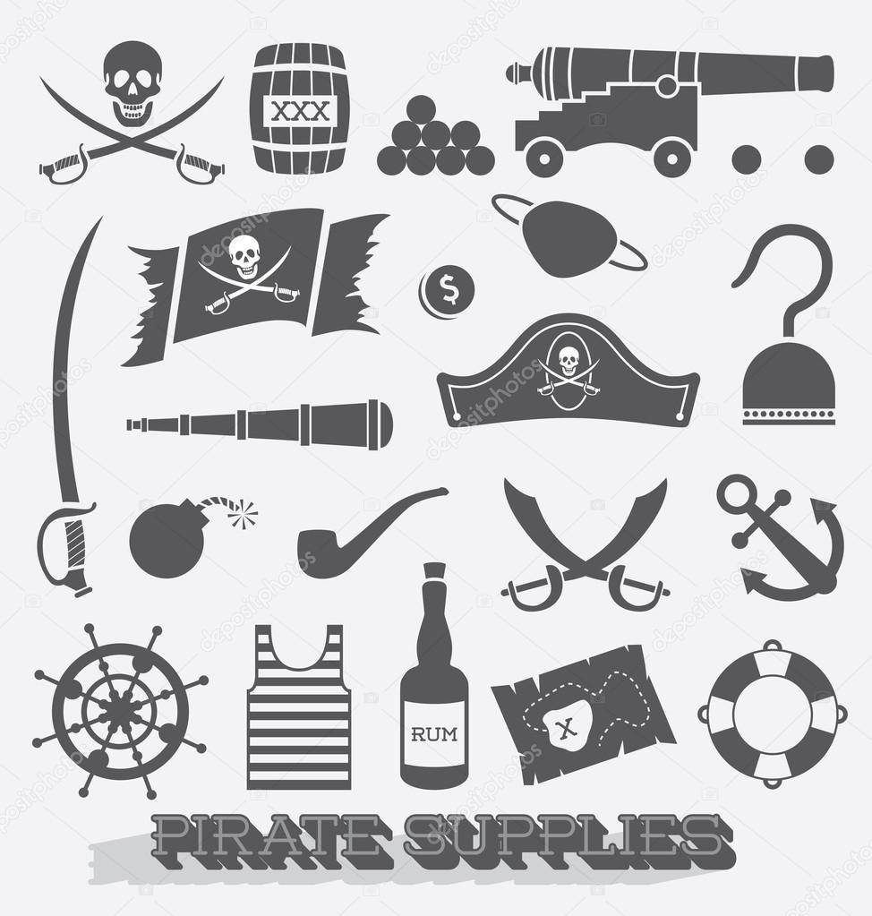 Vector Set: Pirate Supplies Icons and Symbols