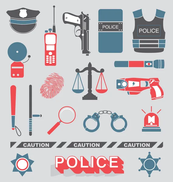Набор векторов: офицер полиции и значки детектива — стоковый вектор