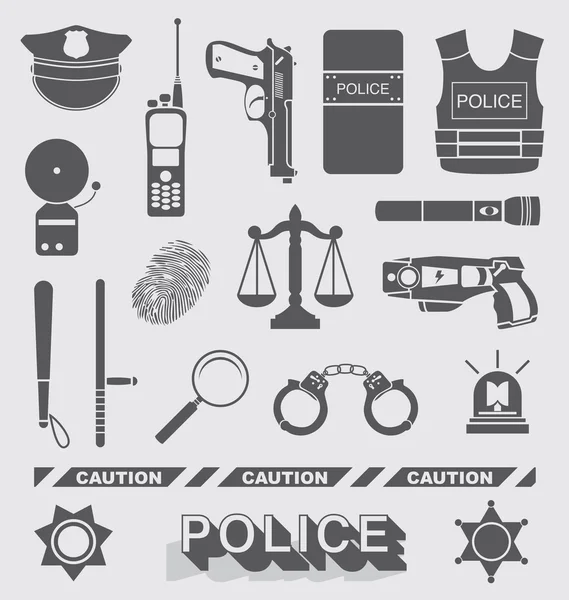 Vektor készlet: rendőr és nyomozó ikonok Stock Vektor