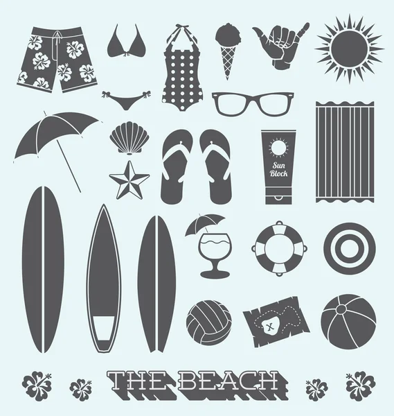 Ensemble vectoriel : Objets amusants de plage — Image vectorielle