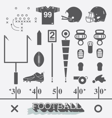 Vector Set: Football Equipment Icons and Symbols clipart