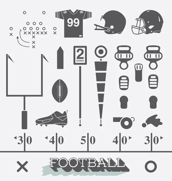 Vektor készlet: futball felszerelés ikonok és szimbólumok Vektor Grafikák