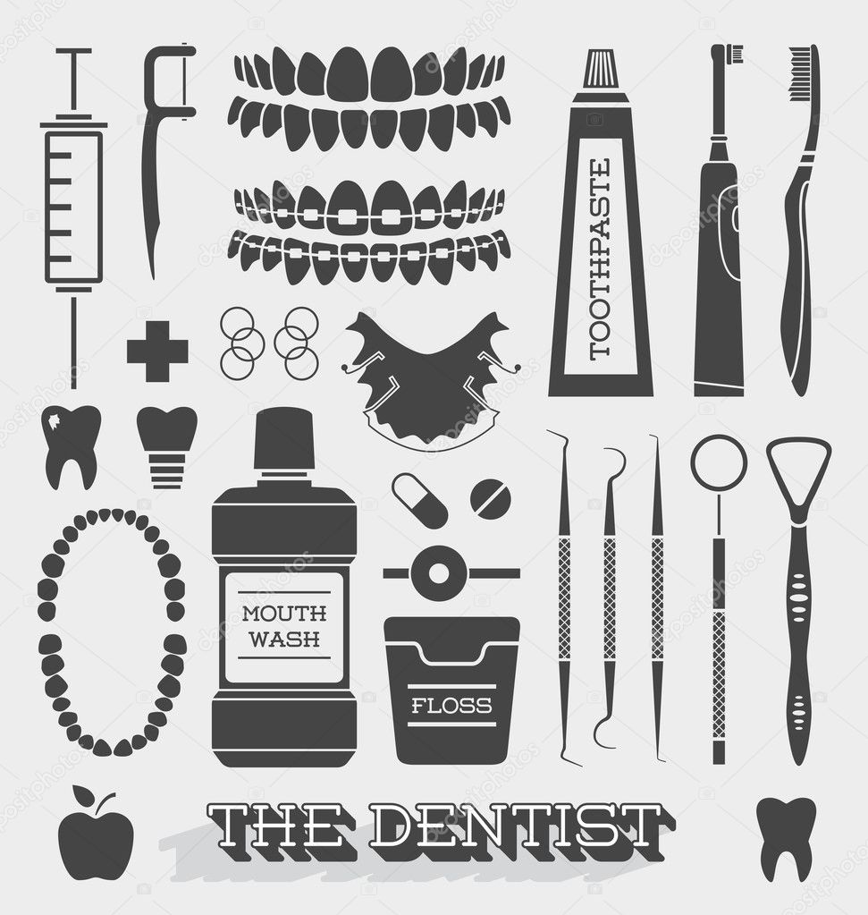 Vector Set: Dentist and Tooth Care Icons
