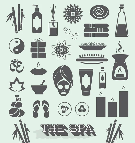 Vector Set: Day at The Spa Icons and Symbols — Stock Vector