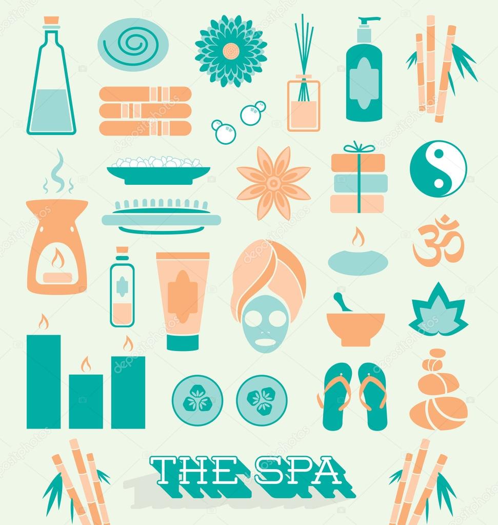 Vector Set: Day at The Spa Icons and Symbols