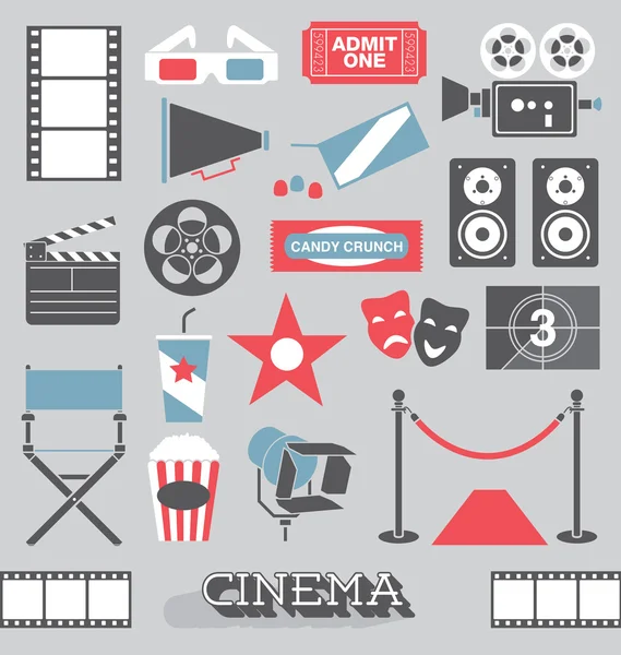 Conjunto de Vetores: Ícones e Elementos de Cinema e Filme Ilustrações De Stock Royalty-Free