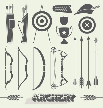 Vector Set: Archery Icons and Silhouettes clipart