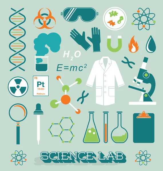 Vector set: science lab objecten en pictogrammen — Stockvector