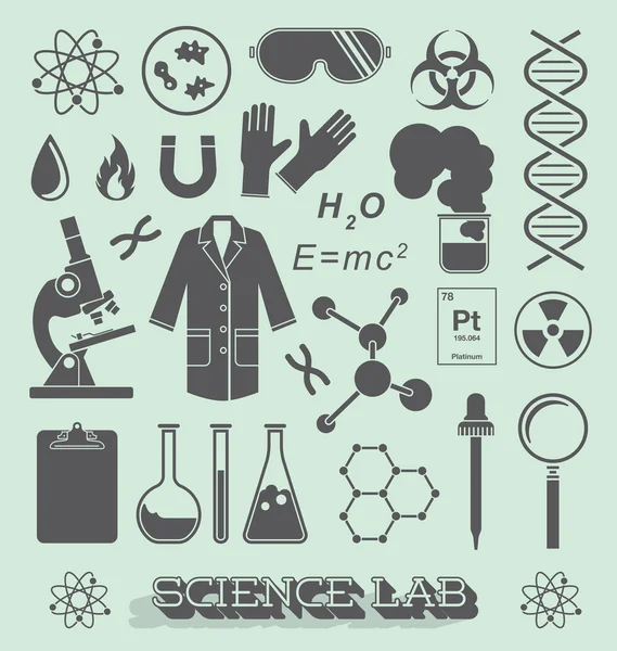 Wektor zestaw: nauki laboratorium obiektów i ikony Ilustracja Stockowa