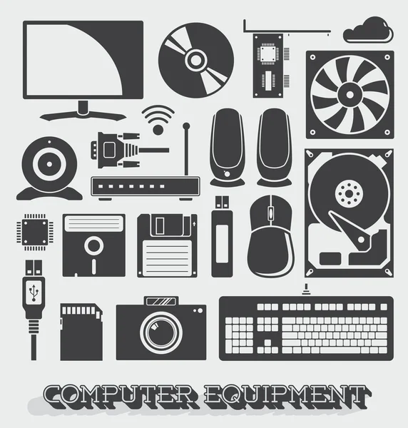 Vector Set: Computer Equipment Objects and Icons Stock Vector