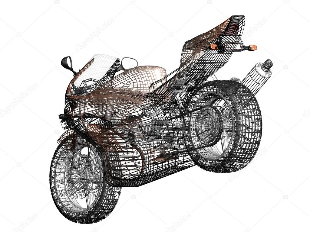 3D illustration of a concept motorcycle