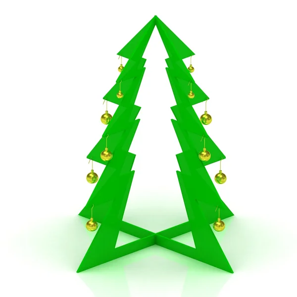 Plastic Christmas tree with yellow balls — Stock Photo, Image