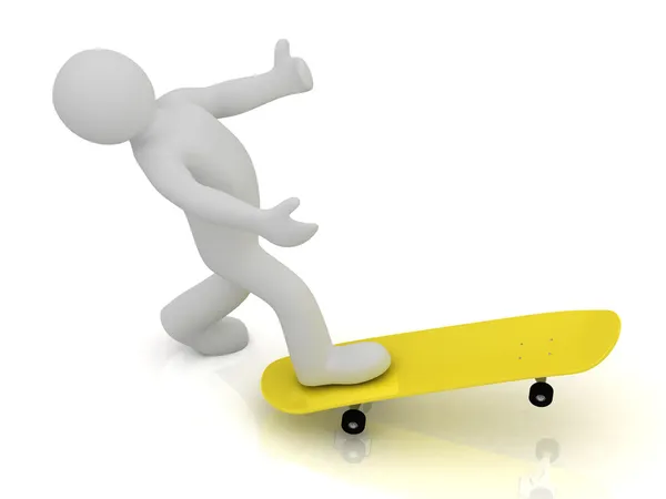 3d man could not keep balance on skateboard — Stock Photo, Image