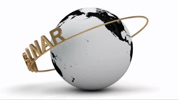 Webinar over een gouden ring draait rond de aarde — Stockvideo
