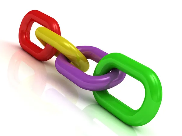 Colorful plastic chain of four links — Stock Photo, Image