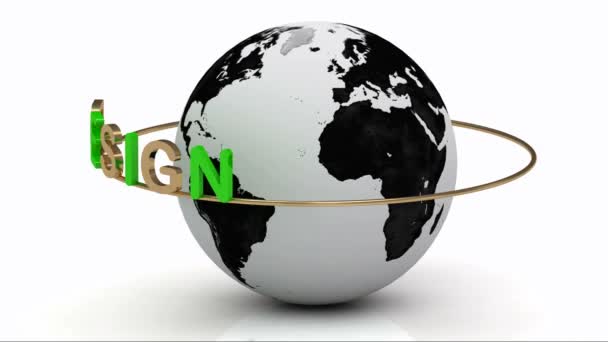 Design créatif sur une bague en or tourne autour de la terre 