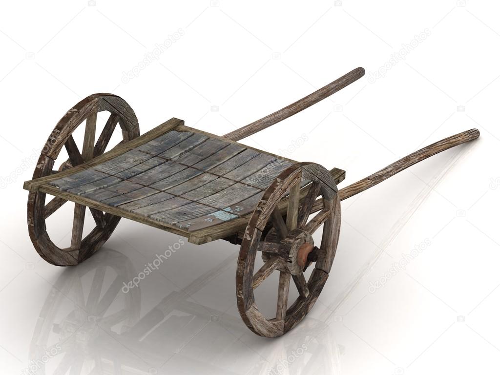 Old wagon cart with wooden wheels