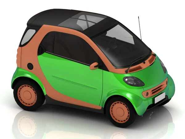 Economische kleine groene auto — Stockfoto