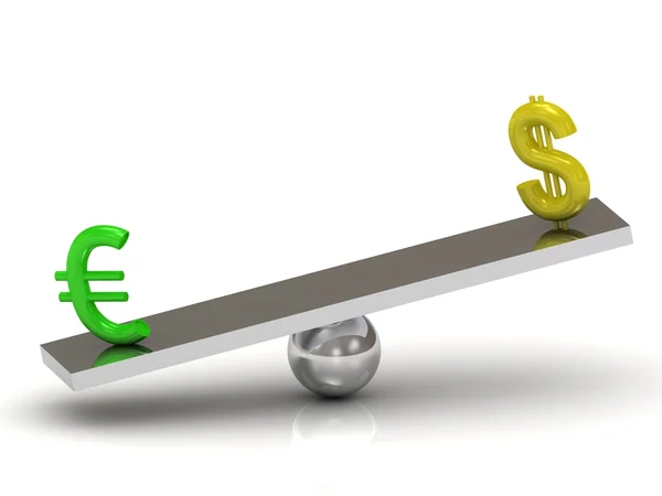Balance Dollar and green Euro — 图库照片