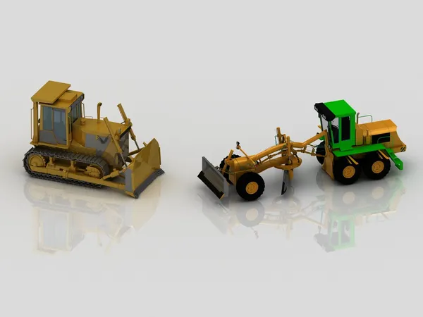 Grader and crawler tractor — Stock Photo, Image