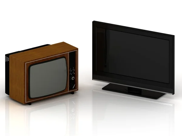 Old TV and new LSD TV — Stock Photo, Image