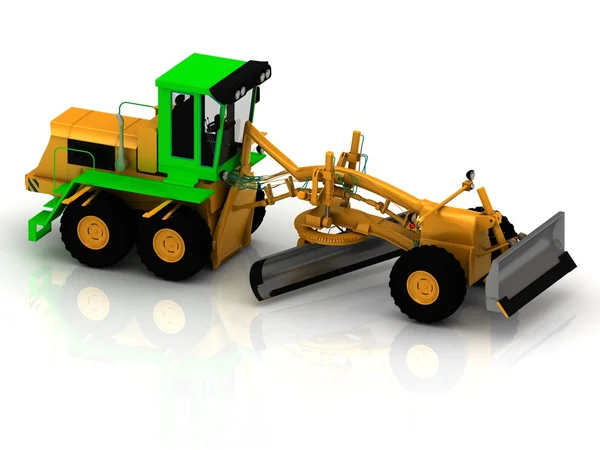 Yellow grader with green cabin — Stock Photo, Image